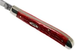 Case Slimline Trapper Dark Red Bone, Standard Jig, 06982, 61048 CV Pocket Knife -Famous Knife Shop CE06982 06 case