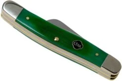 Case Medium Stockman Clover Green Bone, Sawcut Jig, 23214, 6318 SS Pocket Knife -Famous Knife Shop CE23214 04 case