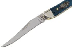 Case Small Texas Toothpick Mediterranean Blue Bone, Smooth, 52804, 610096 SS Pocket Knife -Famous Knife Shop CE52804 03 case
