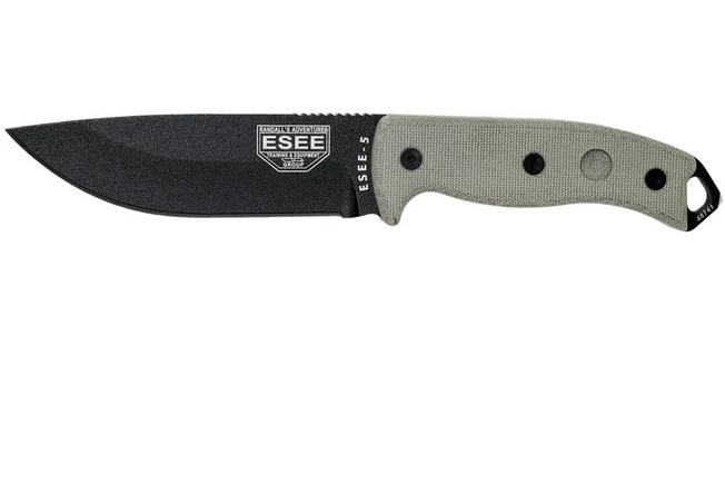 ESEE Model 5 Black Blade, Desert Tan Handle 5P-BK With Kydex Sheath + Belt Clip 3 ESEE Model 5 Black Blade, Desert Tan Handle 5P-BK With Kydex Sheath + Belt Clip