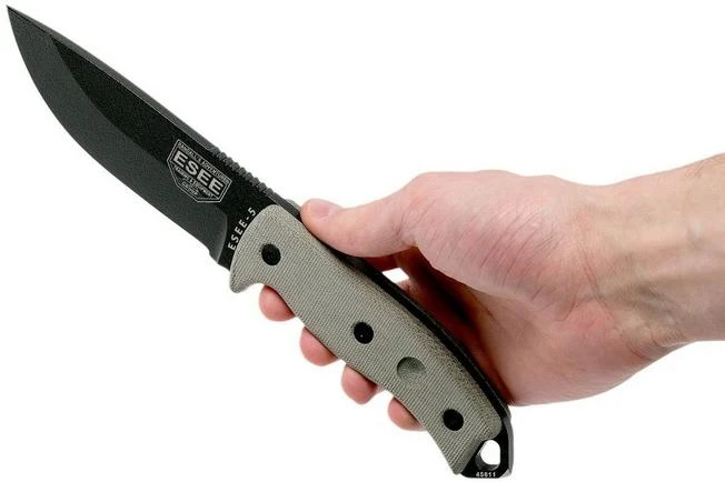 ESEE Model 5 Black Blade, Desert Tan Handle 5P-BK With Kydex Sheath + Belt Clip 8 ESEE Model 5 Black Blade, Desert Tan Handle 5P-BK With Kydex Sheath + Belt Clip - Image 6