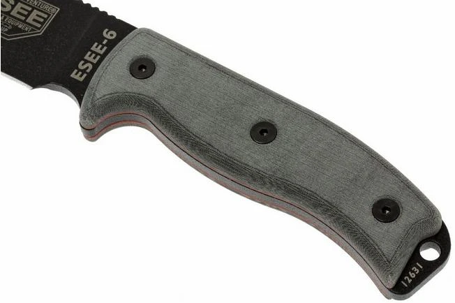 ESEE Model 6 Black Blade, Grey Handle 6P-KO Survival Knife Without Sheath 5 ESEE Model 6 Black Blade, Grey Handle 6P-KO Survival Knife Without Sheath - Image 3