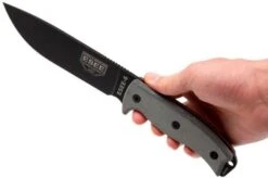 ESEE Model 6 Black Blade, Grey Handle 6P With Brown Sheath + Belt Clip -Famous Knife Shop EE ESEE 6P 06 esee knives ee esee 6p 06