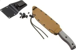 ESEE Model 6 Black Blade, Grey Handle 6P With Brown Sheath + Belt Clip -Famous Knife Shop EE ESEE 6P 07 esee knives ee esee 6p 07