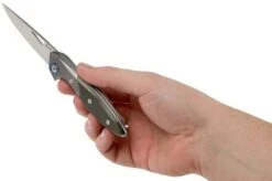 MKM Cellina MY02-GCT Titanium Bolsters, Green Canvas Micarta Pocket Knife, Lucas Burnley Design -Famous Knife Shop MMK MY02 GCT 08 mkm knives