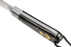 Otter Anchor Knife SET 173 Large Stainless, Grenadilla, Brass Anchor, Leather Strap, Pocket Knife -Famous Knife Shop ORSET173 06 otter