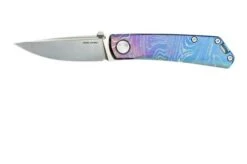 Real Steel Luna Boost Titanium Exclusive RL7071FD Pocket Knife, Fine TI-Damascus Pattern