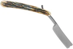 Rough Ryder Folding Razor Cinnamon Stag RR2159 Damascus Straight Razor -Famous Knife Shop RY2159 02 rough ryder