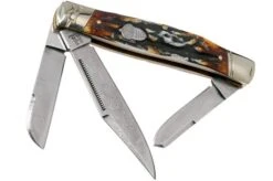 Rough Ryder Stockman Cinnamon Stag RR2160 Damascus Slipjoint Pocket Knife