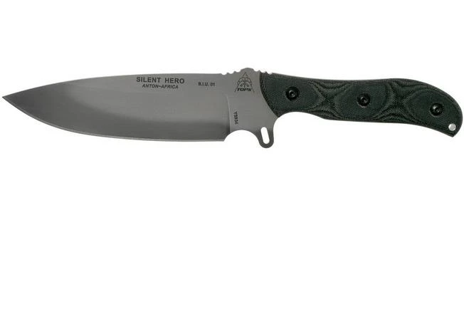 TOPS Knives TOPS Silent Hero Smooth HERO-02 Survival Knife, Anton Du Plessis Design 3 TOPS Knives TOPS Silent Hero Smooth HERO-02 Survival Knife, Anton Du Plessis Design
