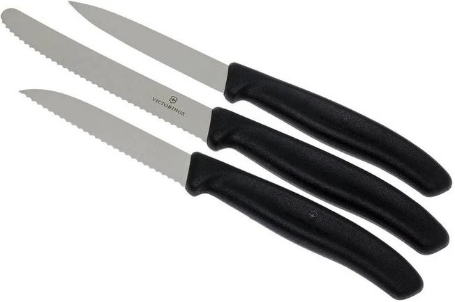 Victorinox SwissClassic Vegetable Knives Black, Set Of 3, 6.7113.3 3 Victorinox SwissClassic Vegetable Knives Black, Set Of 3, 6.7113.3