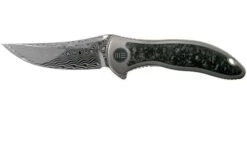WE Knife 912CF-DS1 Synergy2 Damasteel Shredded Carbon Fibre Pocket Knife, Jim O’Young Design