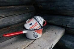 Knivesandtools Enamel Set E-SET-01, Mugs 8 Cm, 10 Cm & Saucepan 14 Cm, Enamel Crockery 14 Knivesandtools Enamel Set E-SET-01, Mugs 8 Cm, 10 Cm & Saucepan 14 Cm, Enamel Crockery -Famous Knife Shop knivesandtools enamelware 10